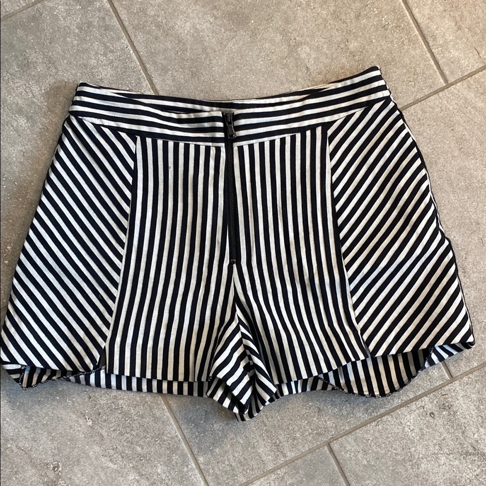 Zara Black and White Striped High Waist Shorts